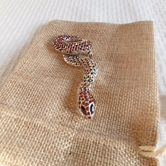 Brown Rhinestone Snake Pin Broach - Picture 2 of 4